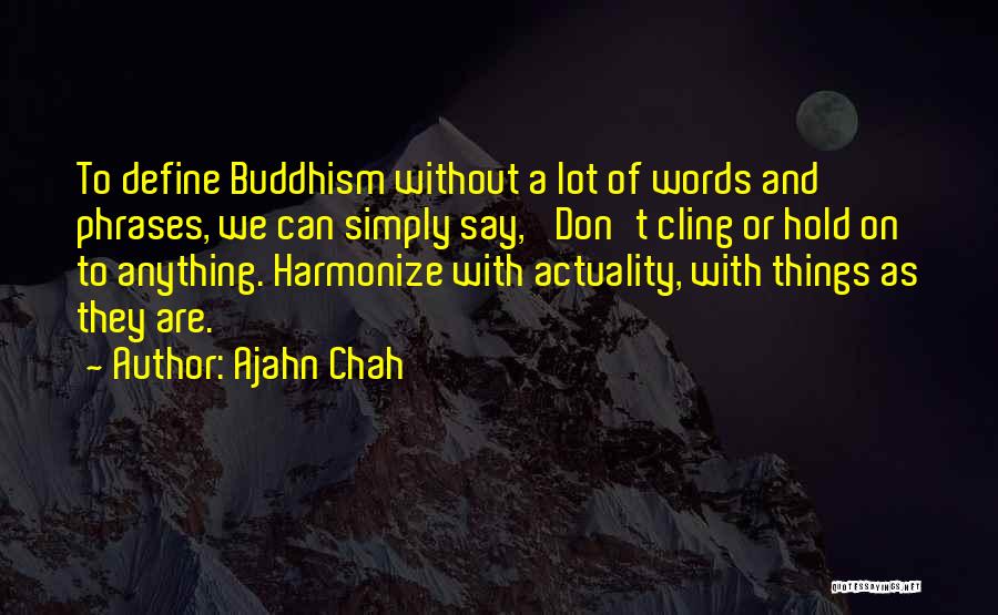 Ajahn Chah Quotes: To Define Buddhism Without A Lot Of Words And Phrases, We Can Simply Say, 'don't Cling Or Hold On To