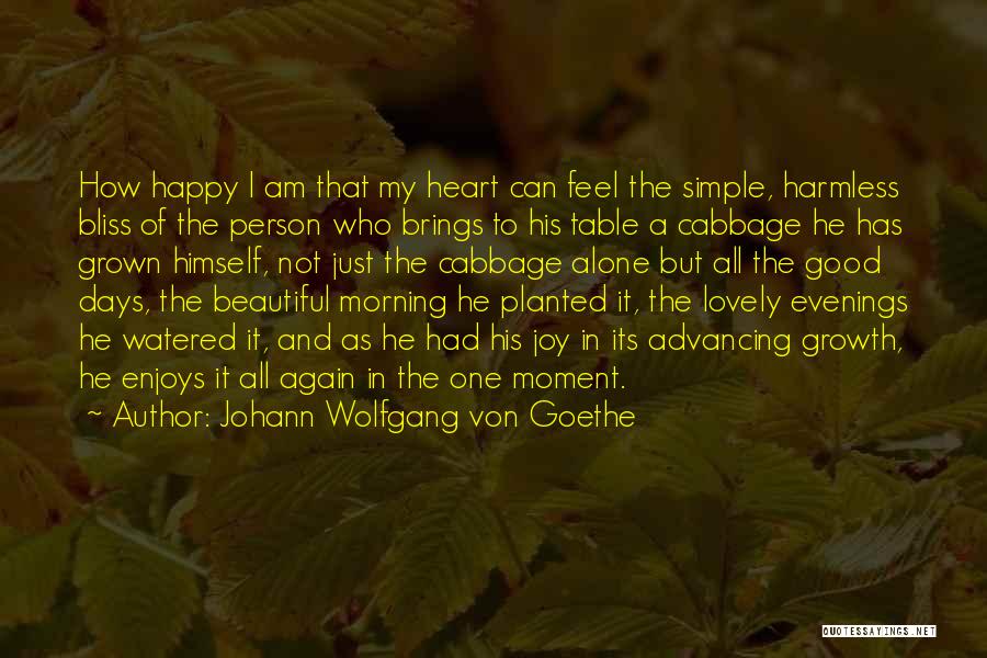 Johann Wolfgang Von Goethe Quotes: How Happy I Am That My Heart Can Feel The Simple, Harmless Bliss Of The Person Who Brings To His