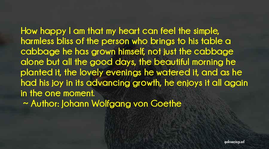 Johann Wolfgang Von Goethe Quotes: How Happy I Am That My Heart Can Feel The Simple, Harmless Bliss Of The Person Who Brings To His