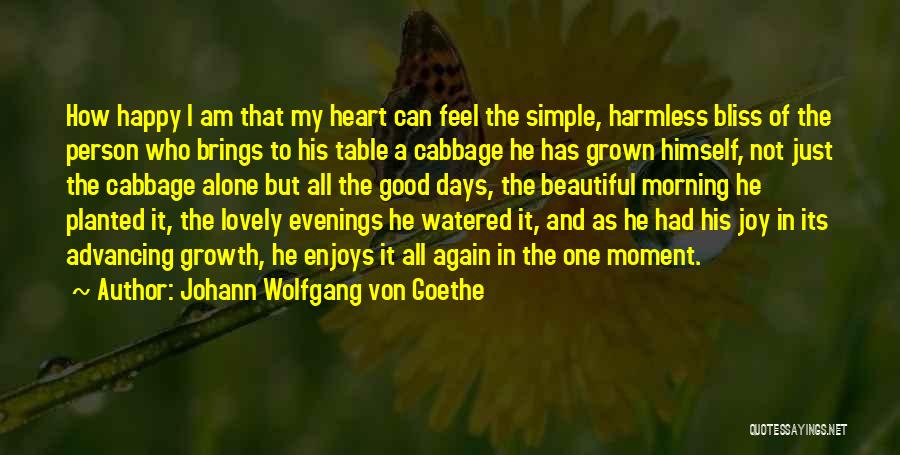 Johann Wolfgang Von Goethe Quotes: How Happy I Am That My Heart Can Feel The Simple, Harmless Bliss Of The Person Who Brings To His