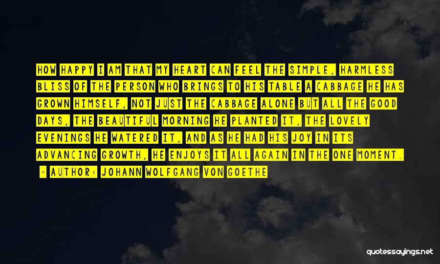 Johann Wolfgang Von Goethe Quotes: How Happy I Am That My Heart Can Feel The Simple, Harmless Bliss Of The Person Who Brings To His