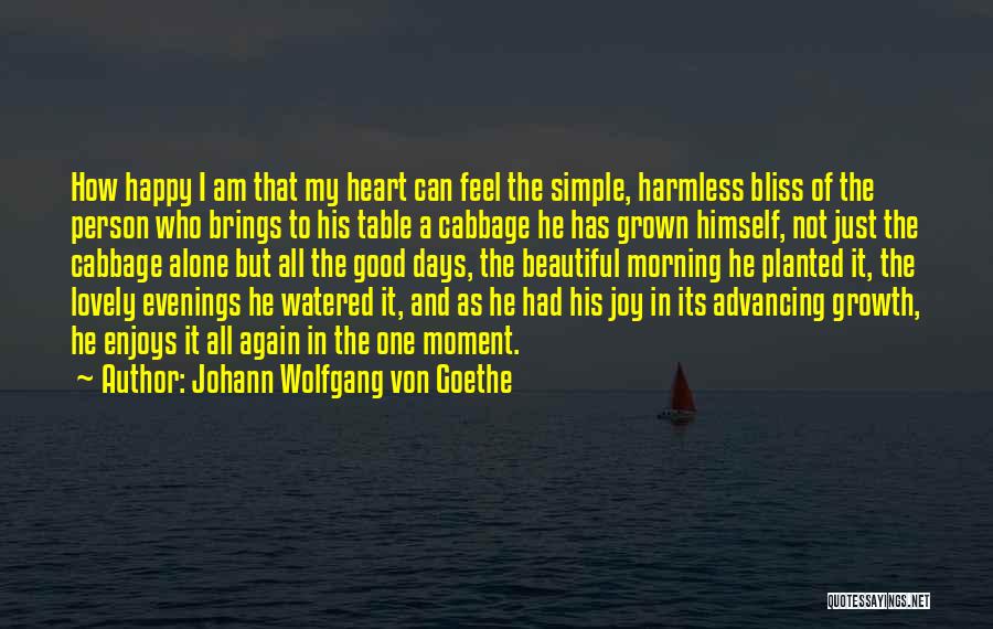 Johann Wolfgang Von Goethe Quotes: How Happy I Am That My Heart Can Feel The Simple, Harmless Bliss Of The Person Who Brings To His