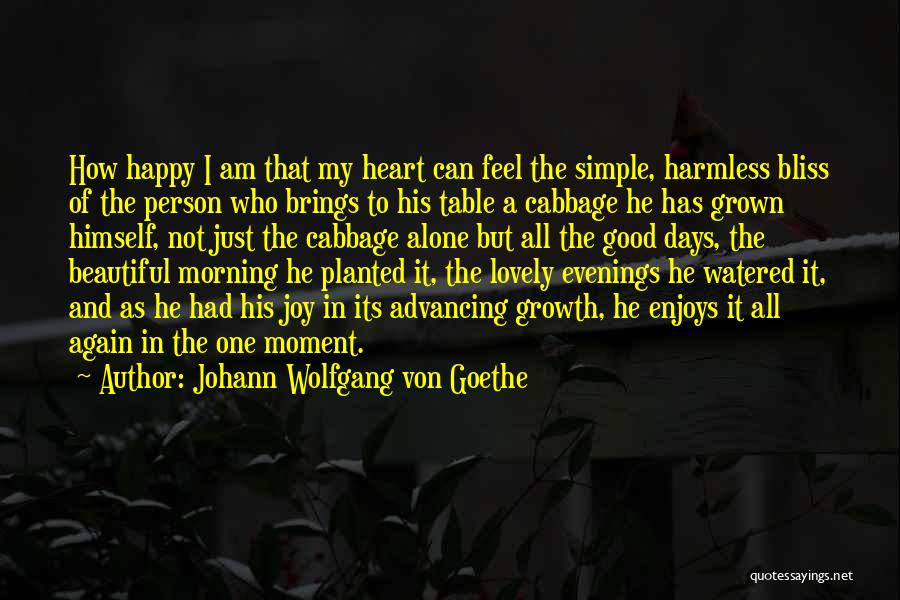 Johann Wolfgang Von Goethe Quotes: How Happy I Am That My Heart Can Feel The Simple, Harmless Bliss Of The Person Who Brings To His