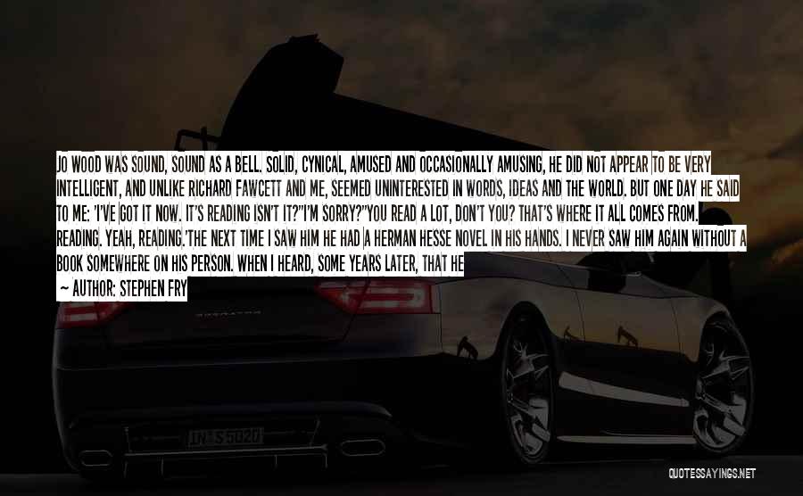 Stephen Fry Quotes: Jo Wood Was Sound, Sound As A Bell. Solid, Cynical, Amused And Occasionally Amusing, He Did Not Appear To Be
