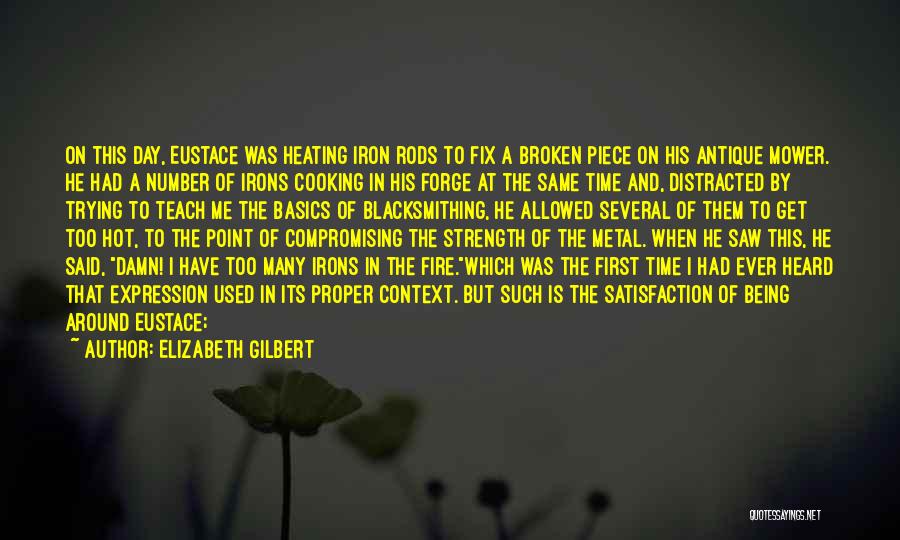 Elizabeth Gilbert Quotes: On This Day, Eustace Was Heating Iron Rods To Fix A Broken Piece On His Antique Mower. He Had A