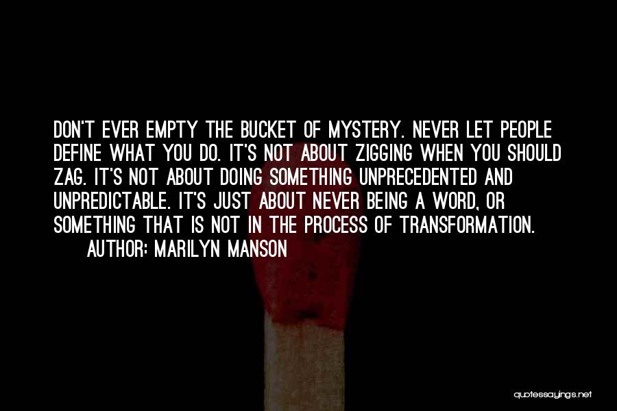 Marilyn Manson Quotes: Don't Ever Empty The Bucket Of Mystery. Never Let People Define What You Do. It's Not About Zigging When You