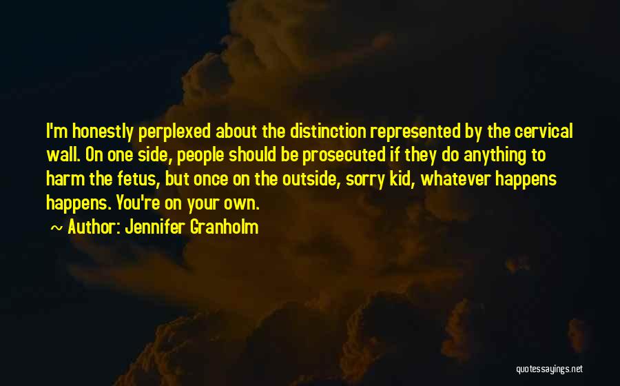 Jennifer Granholm Quotes: I'm Honestly Perplexed About The Distinction Represented By The Cervical Wall. On One Side, People Should Be Prosecuted If They