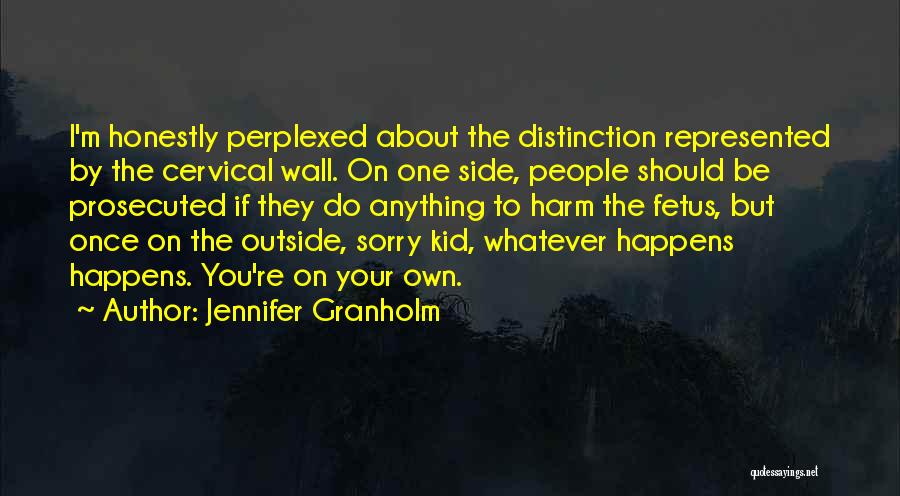 Jennifer Granholm Quotes: I'm Honestly Perplexed About The Distinction Represented By The Cervical Wall. On One Side, People Should Be Prosecuted If They