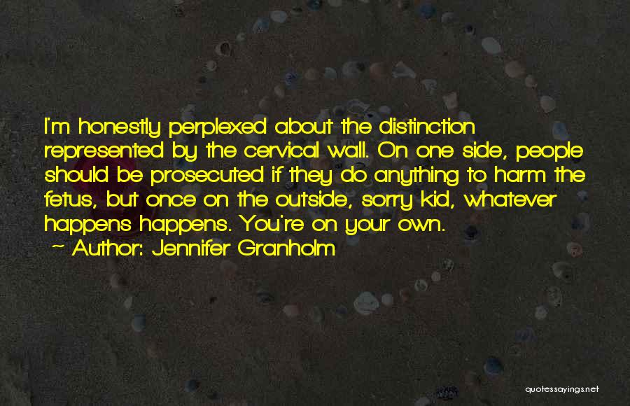 Jennifer Granholm Quotes: I'm Honestly Perplexed About The Distinction Represented By The Cervical Wall. On One Side, People Should Be Prosecuted If They