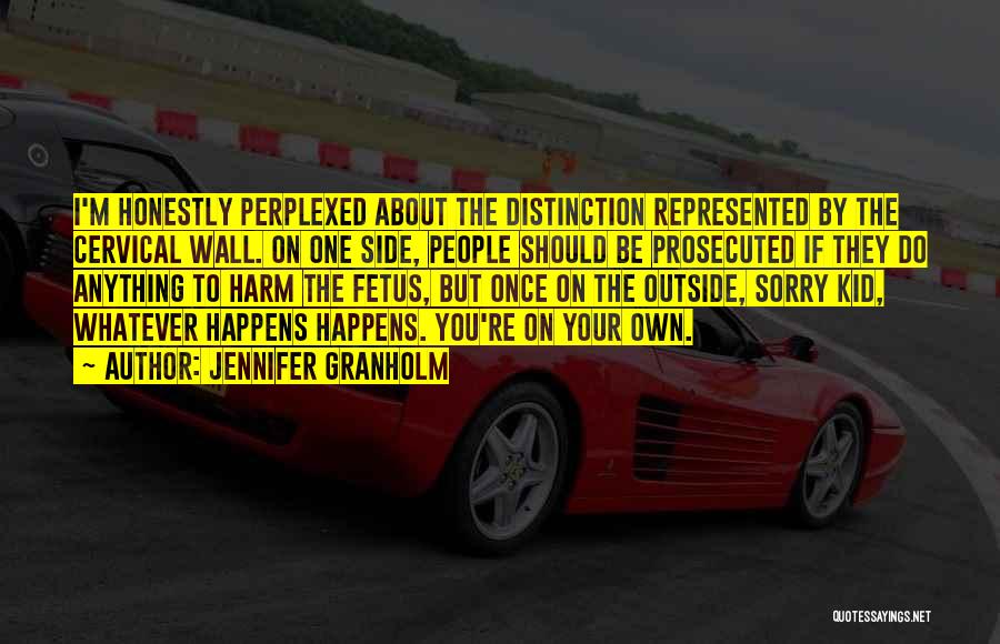 Jennifer Granholm Quotes: I'm Honestly Perplexed About The Distinction Represented By The Cervical Wall. On One Side, People Should Be Prosecuted If They