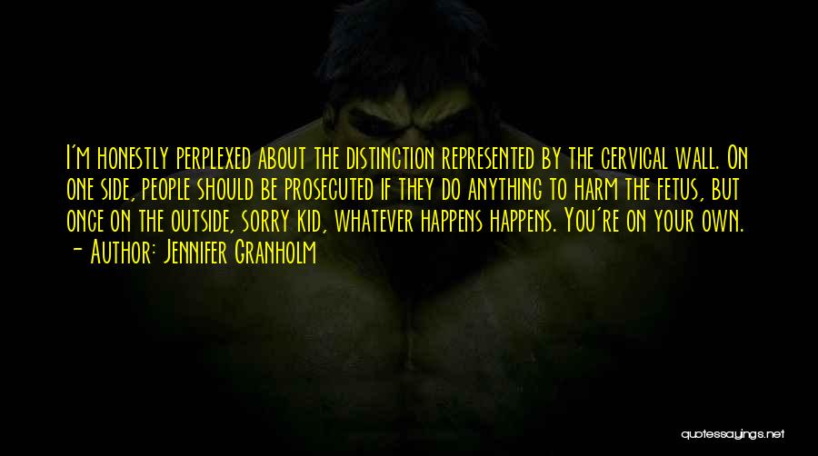 Jennifer Granholm Quotes: I'm Honestly Perplexed About The Distinction Represented By The Cervical Wall. On One Side, People Should Be Prosecuted If They