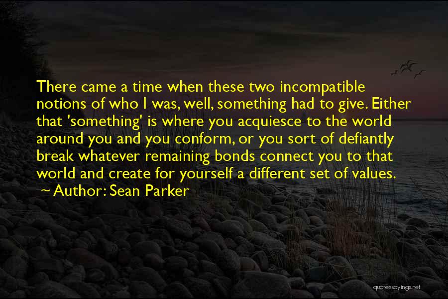 Sean Parker Quotes: There Came A Time When These Two Incompatible Notions Of Who I Was, Well, Something Had To Give. Either That