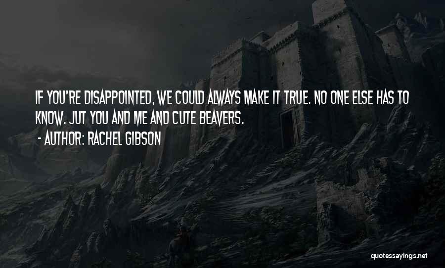 Rachel Gibson Quotes: If You're Disappointed, We Could Always Make It True. No One Else Has To Know. Jut You And Me And