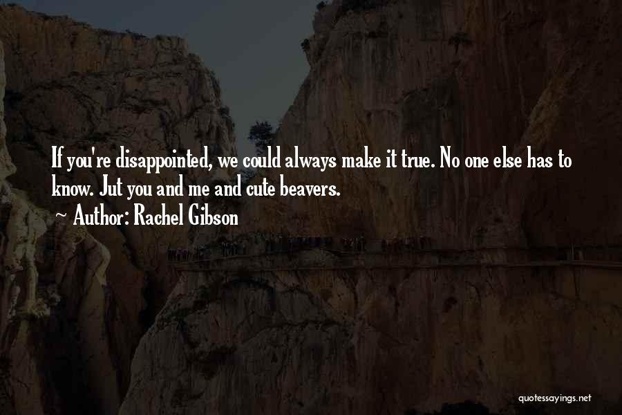 Rachel Gibson Quotes: If You're Disappointed, We Could Always Make It True. No One Else Has To Know. Jut You And Me And