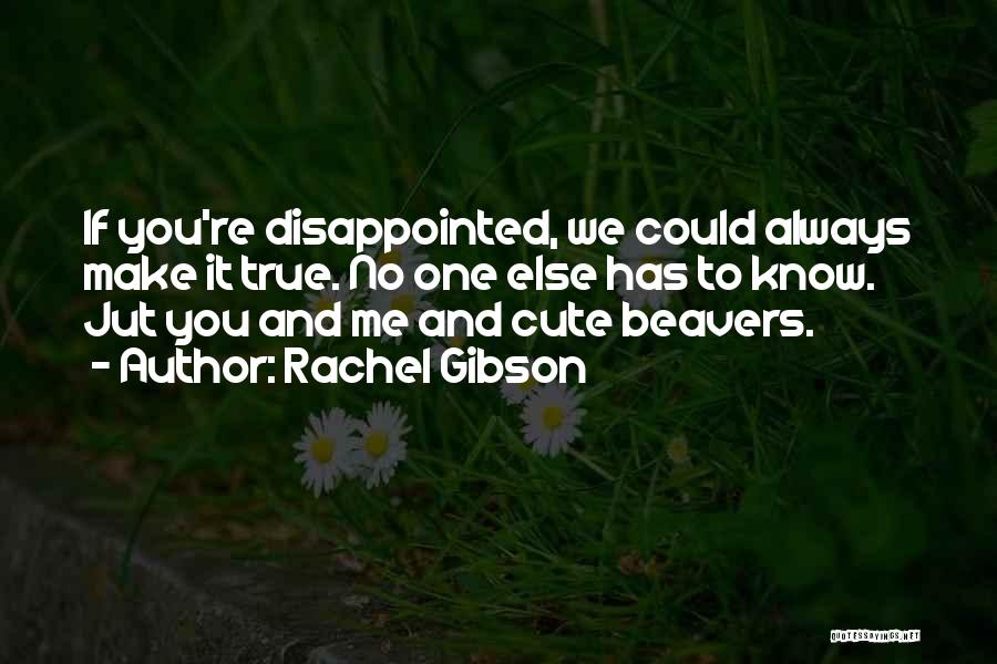 Rachel Gibson Quotes: If You're Disappointed, We Could Always Make It True. No One Else Has To Know. Jut You And Me And