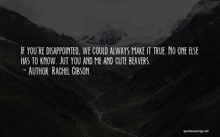 Rachel Gibson Quotes: If You're Disappointed, We Could Always Make It True. No One Else Has To Know. Jut You And Me And