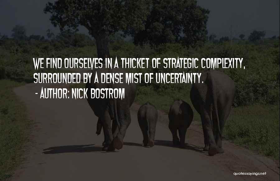 Nick Bostrom Quotes: We Find Ourselves In A Thicket Of Strategic Complexity, Surrounded By A Dense Mist Of Uncertainty.