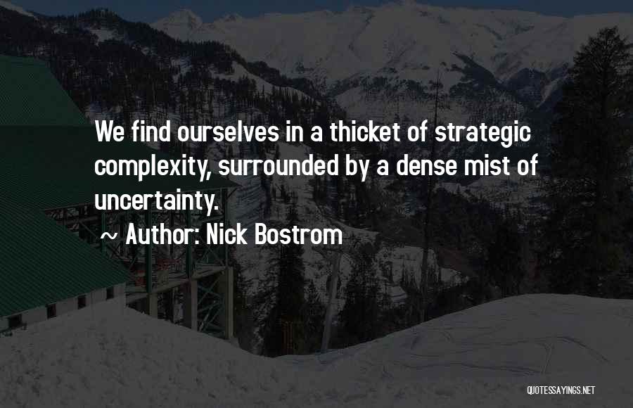 Nick Bostrom Quotes: We Find Ourselves In A Thicket Of Strategic Complexity, Surrounded By A Dense Mist Of Uncertainty.