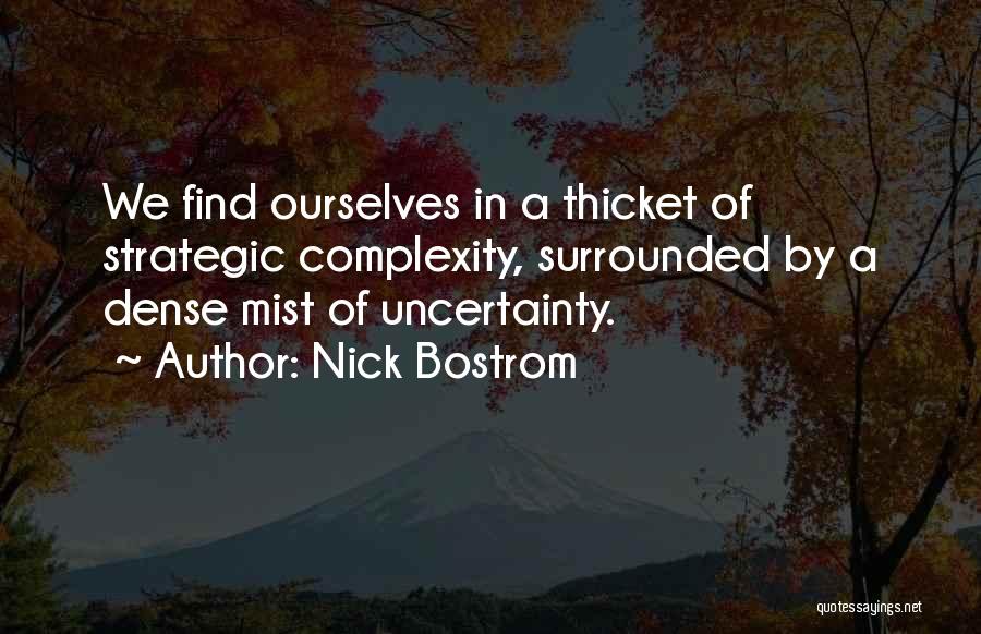 Nick Bostrom Quotes: We Find Ourselves In A Thicket Of Strategic Complexity, Surrounded By A Dense Mist Of Uncertainty.