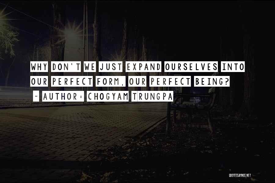 Chogyam Trungpa Quotes: Why Don't We Just Expand Ourselves Into Our Perfect Form, Our Perfect Being?