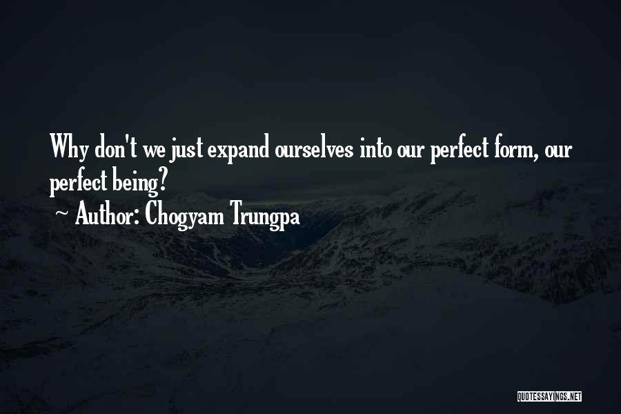 Chogyam Trungpa Quotes: Why Don't We Just Expand Ourselves Into Our Perfect Form, Our Perfect Being?