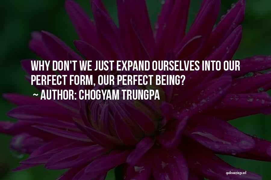 Chogyam Trungpa Quotes: Why Don't We Just Expand Ourselves Into Our Perfect Form, Our Perfect Being?