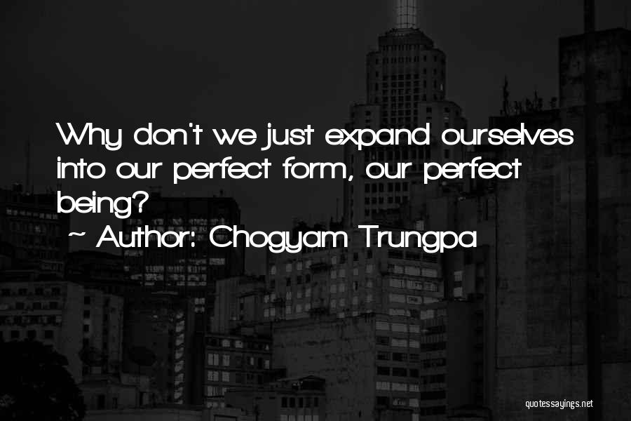 Chogyam Trungpa Quotes: Why Don't We Just Expand Ourselves Into Our Perfect Form, Our Perfect Being?