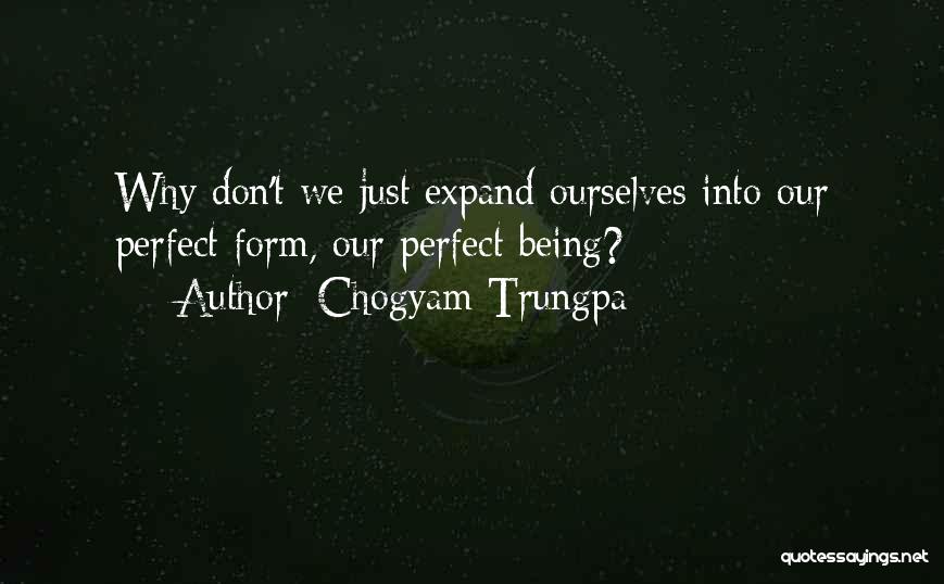 Chogyam Trungpa Quotes: Why Don't We Just Expand Ourselves Into Our Perfect Form, Our Perfect Being?