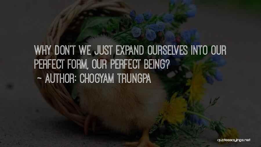 Chogyam Trungpa Quotes: Why Don't We Just Expand Ourselves Into Our Perfect Form, Our Perfect Being?