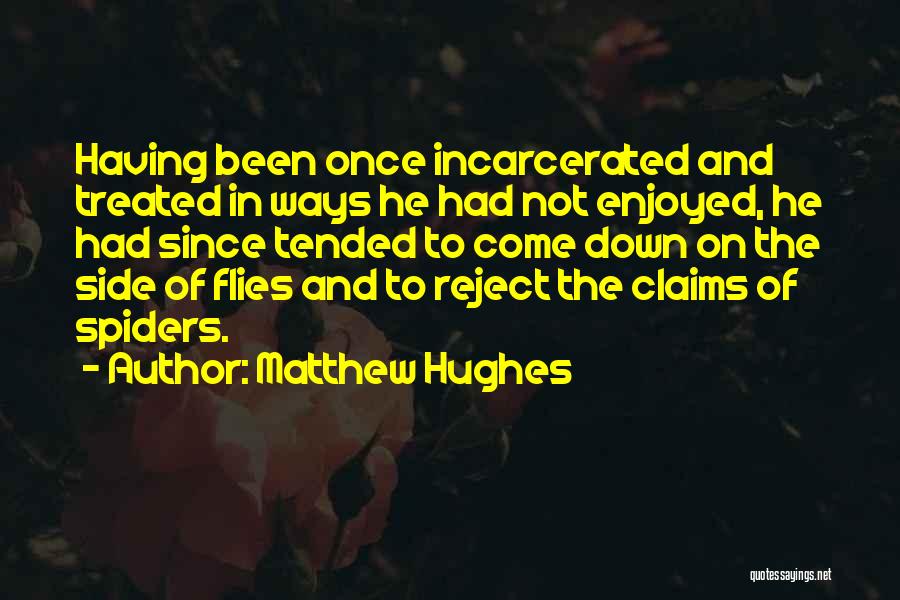 Matthew Hughes Quotes: Having Been Once Incarcerated And Treated In Ways He Had Not Enjoyed, He Had Since Tended To Come Down On