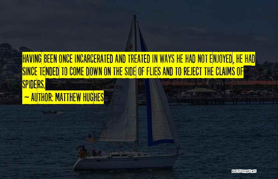 Matthew Hughes Quotes: Having Been Once Incarcerated And Treated In Ways He Had Not Enjoyed, He Had Since Tended To Come Down On