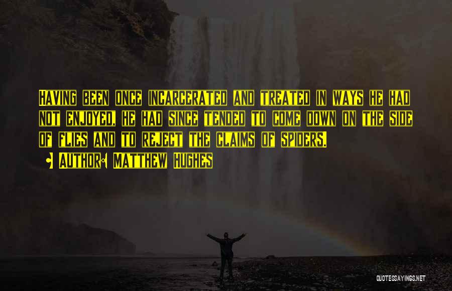 Matthew Hughes Quotes: Having Been Once Incarcerated And Treated In Ways He Had Not Enjoyed, He Had Since Tended To Come Down On