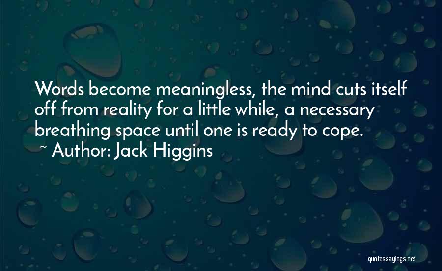 Jack Higgins Quotes: Words Become Meaningless, The Mind Cuts Itself Off From Reality For A Little While, A Necessary Breathing Space Until One