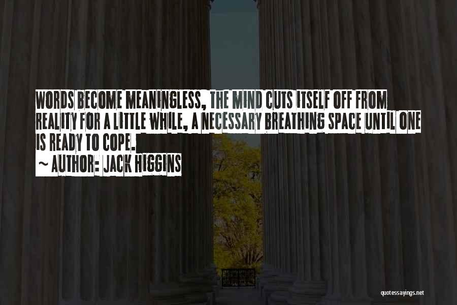 Jack Higgins Quotes: Words Become Meaningless, The Mind Cuts Itself Off From Reality For A Little While, A Necessary Breathing Space Until One