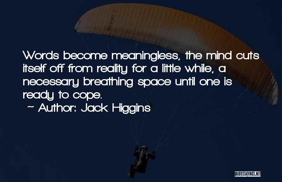 Jack Higgins Quotes: Words Become Meaningless, The Mind Cuts Itself Off From Reality For A Little While, A Necessary Breathing Space Until One