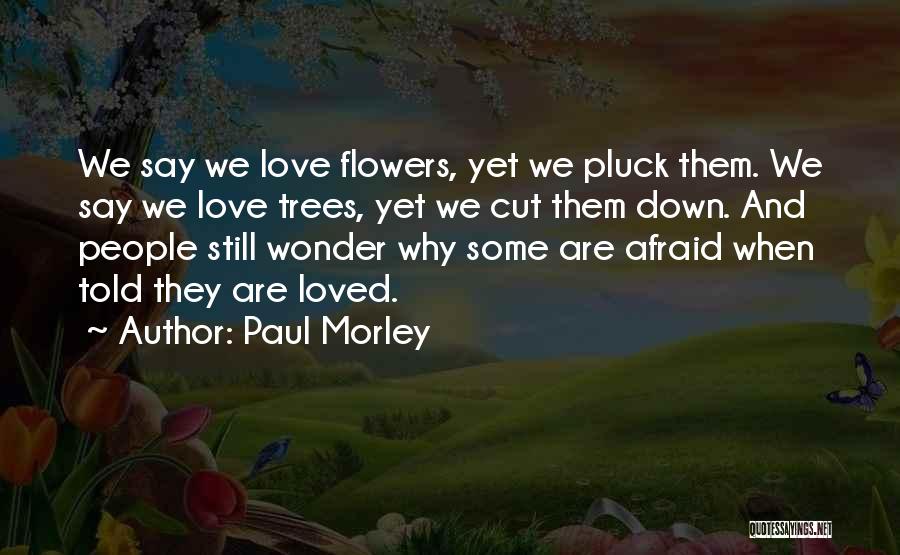Paul Morley Quotes: We Say We Love Flowers, Yet We Pluck Them. We Say We Love Trees, Yet We Cut Them Down. And