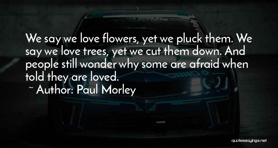 Paul Morley Quotes: We Say We Love Flowers, Yet We Pluck Them. We Say We Love Trees, Yet We Cut Them Down. And