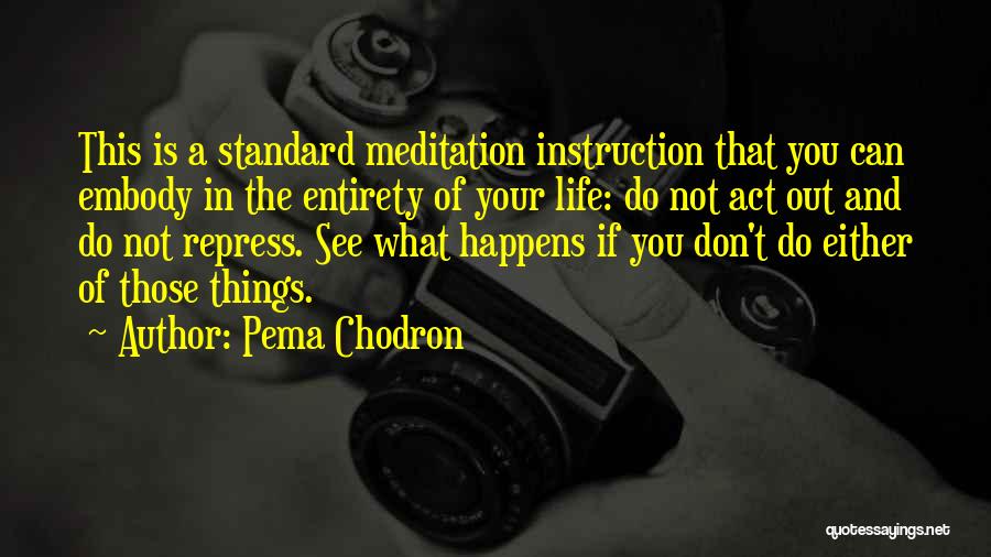 Pema Chodron Quotes: This Is A Standard Meditation Instruction That You Can Embody In The Entirety Of Your Life: Do Not Act Out