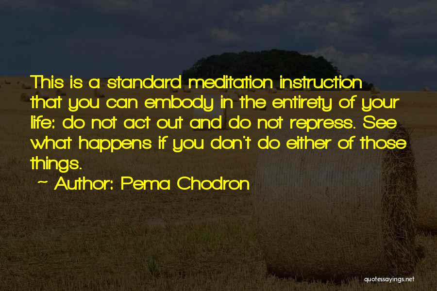 Pema Chodron Quotes: This Is A Standard Meditation Instruction That You Can Embody In The Entirety Of Your Life: Do Not Act Out