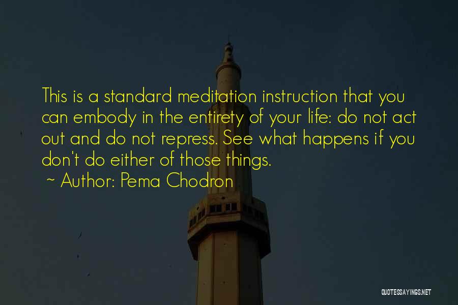 Pema Chodron Quotes: This Is A Standard Meditation Instruction That You Can Embody In The Entirety Of Your Life: Do Not Act Out