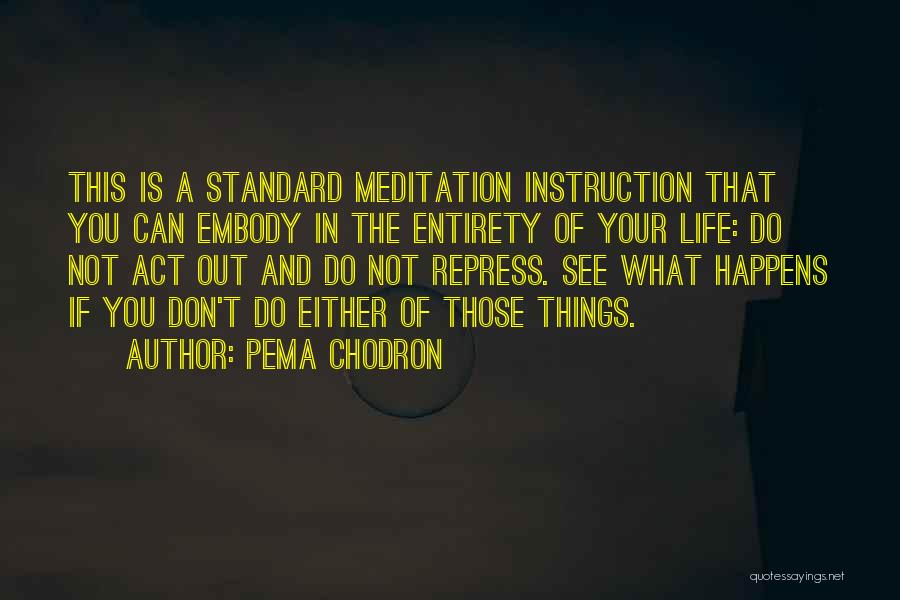 Pema Chodron Quotes: This Is A Standard Meditation Instruction That You Can Embody In The Entirety Of Your Life: Do Not Act Out