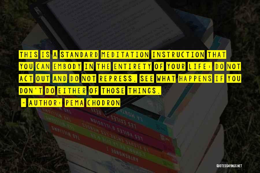 Pema Chodron Quotes: This Is A Standard Meditation Instruction That You Can Embody In The Entirety Of Your Life: Do Not Act Out