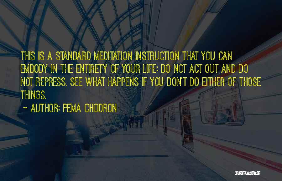 Pema Chodron Quotes: This Is A Standard Meditation Instruction That You Can Embody In The Entirety Of Your Life: Do Not Act Out