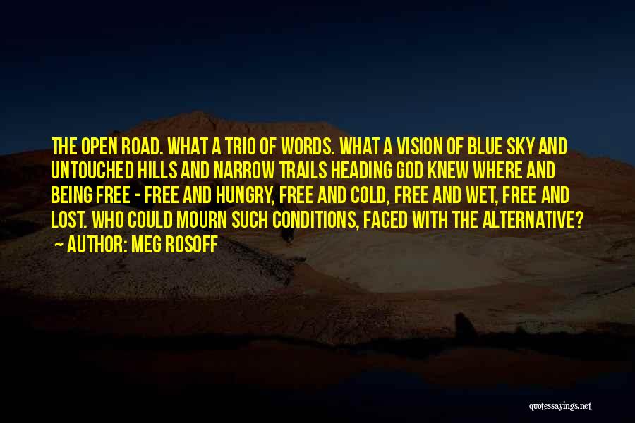 Meg Rosoff Quotes: The Open Road. What A Trio Of Words. What A Vision Of Blue Sky And Untouched Hills And Narrow Trails