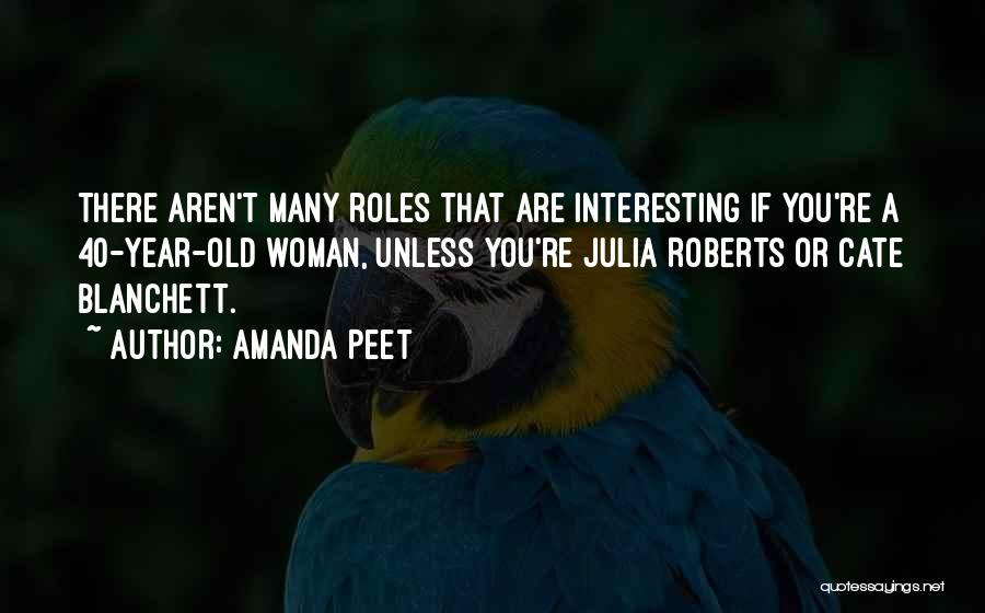 Amanda Peet Quotes: There Aren't Many Roles That Are Interesting If You're A 40-year-old Woman, Unless You're Julia Roberts Or Cate Blanchett.