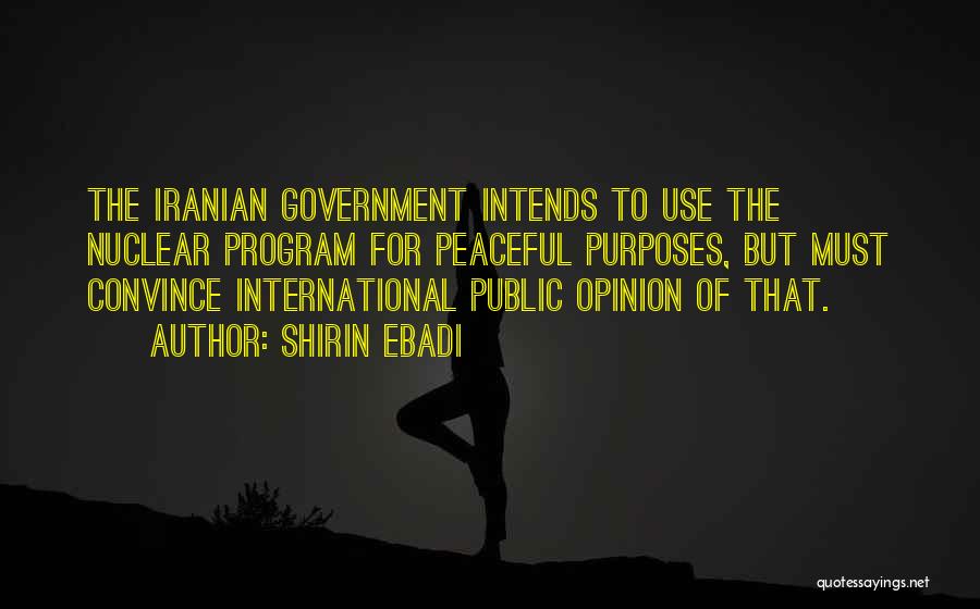 Shirin Ebadi Quotes: The Iranian Government Intends To Use The Nuclear Program For Peaceful Purposes, But Must Convince International Public Opinion Of That.