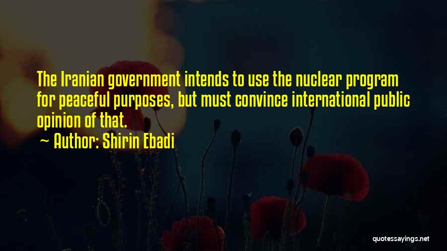 Shirin Ebadi Quotes: The Iranian Government Intends To Use The Nuclear Program For Peaceful Purposes, But Must Convince International Public Opinion Of That.