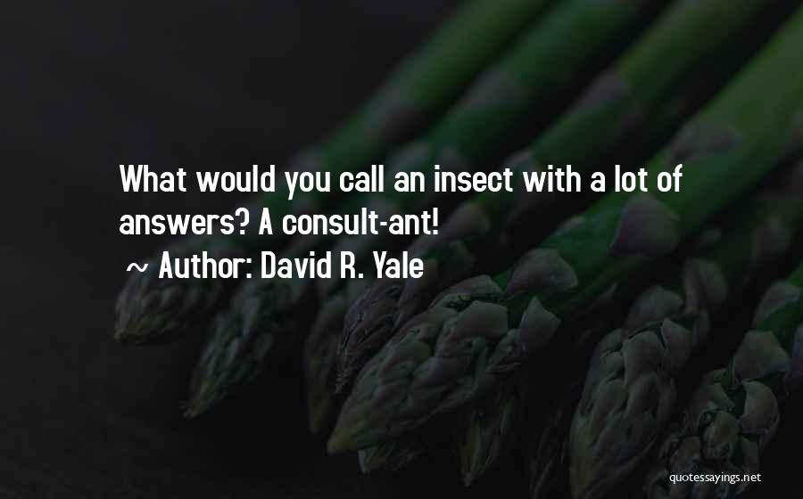 David R. Yale Quotes: What Would You Call An Insect With A Lot Of Answers? A Consult-ant!