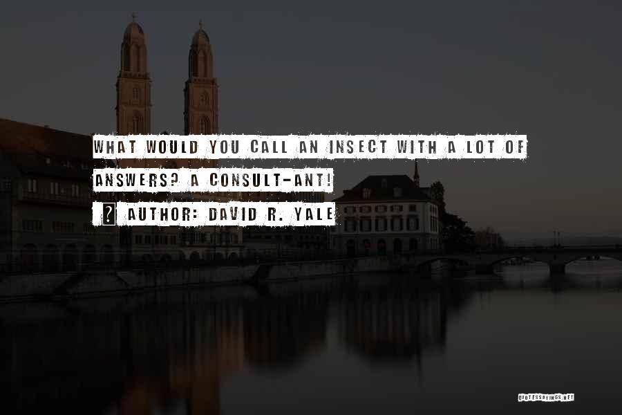 David R. Yale Quotes: What Would You Call An Insect With A Lot Of Answers? A Consult-ant!