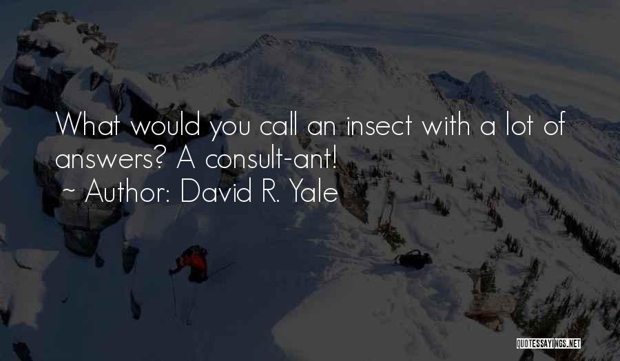 David R. Yale Quotes: What Would You Call An Insect With A Lot Of Answers? A Consult-ant!